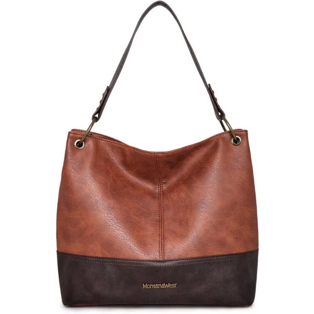 Women A-brown Imported Zipper Ladies Shoulder Handbags with Back Pocket